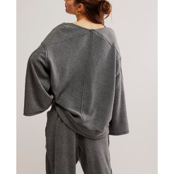 Free People Gray Off-Shoulder Sweatshirt - Picture 3 of 9